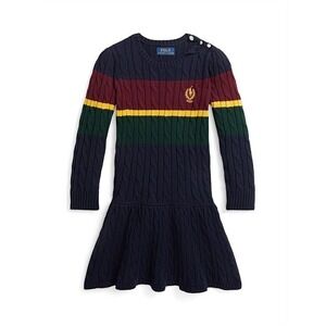 Ralph Lauren‎ Girls Striped Cable Knit Cotton Sweater Dress Size 6 NEW $125
